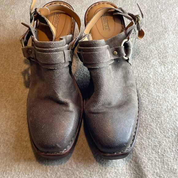 Born Clogs Womens Sz 11M Hudson Tan Distressed Leather Adj. Buckle Platform - Picture 2 of 4